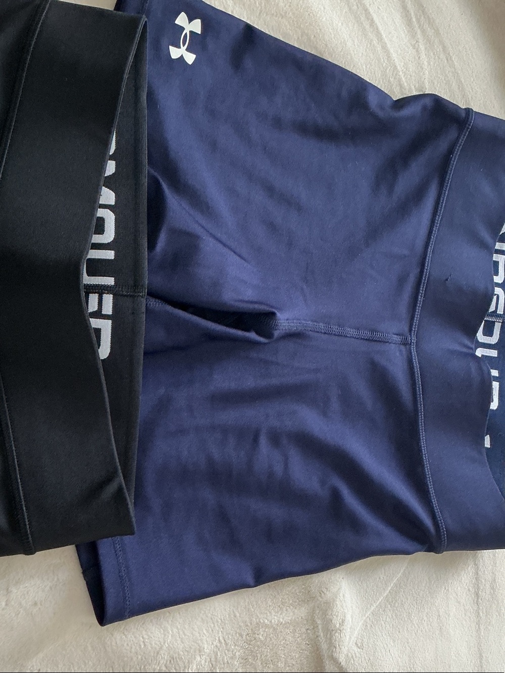 Under Armour Navy Blue Athletic Shorts with Black Waistband
